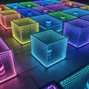 Vibrant Abyss Effect LED Dance Floor - Interactive Infinity Mirror Stage Lighting For Immersive KTV And Entertainment Lounges