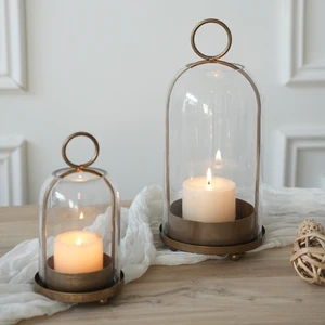 TRUST Nordic Wind Candlestick Lamp Handmade Clear Glass Cover With Iron Frame For Home Decoration