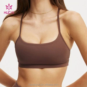 Custom High Impact Racerback Yoga Fitness Bra Women Nylon Spandex Scooped Neckline Adjustable Straps Workout Sports Bra