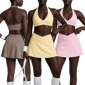 OEM Custom Women Breathable Sports Bra Tennis Dress Set Golf Pickleball Outfit Fitness Dance Yoga Training Sportswear