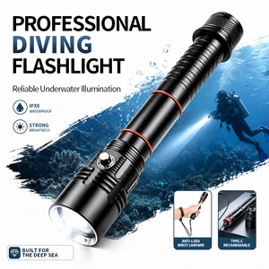 1500lm Diving Flashlight IPX8 Waterproof Scuba Light 30m Under Water Deep Sea Cave At Night 6000mah 21700 Battery Diving Light
