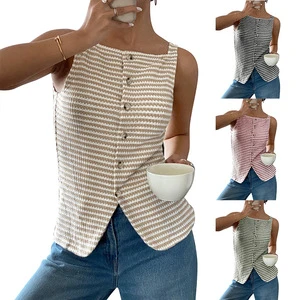Summer New Arrival Women's Casual Button-Up Sleeveless Top