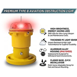 Type B Red Low Intensity Aviation Obstruction Light Civil Aviation Certified Warning Lamp For Tower Building Marine Road Safety