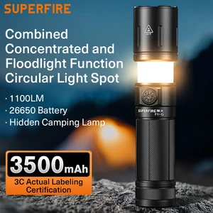 USB Rechargeable Waterproof Retractable Camping Flashlight 1100LM With Adjustable Focus And Powerful 26650 Battery