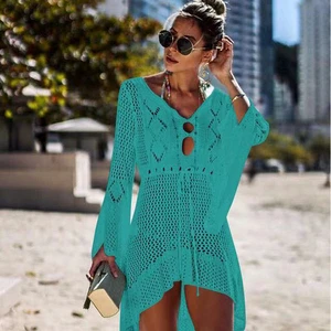 Women Tops Beachwear Plus Size Cover Ups Mesh, Knit Crochet Beach Cover Ups