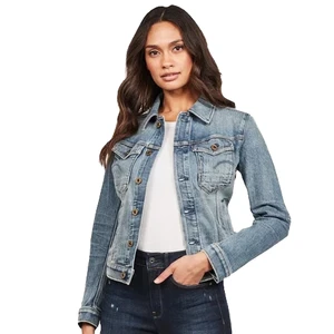 Women's Denim Jackets Latest Fashion Blue with Custom Embroidery Double Breasted Closure Wool Lining Knitted Breathable