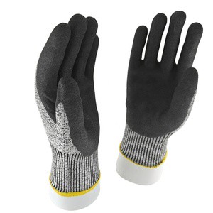 Cut A5 Cut Resistant Gloves Manufacturer In China Cut Safety Gloves For Heavy Duty Job Gants En Nitrile Sablé Anti-coupures