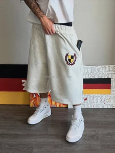 Custom Cotton Streetwear 3/4 Long Sweat Shorts Pants Embroidery Street Long Knee Length Baggy Capris Shorts For Men