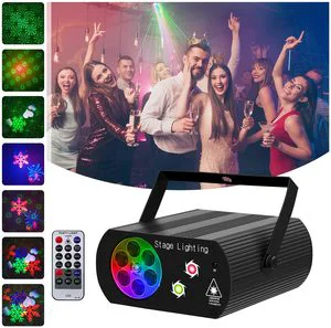 Portable Mini LED Stage Beam Light Remote Control RGB Party Disco DJ Snowflake Laser Lighting