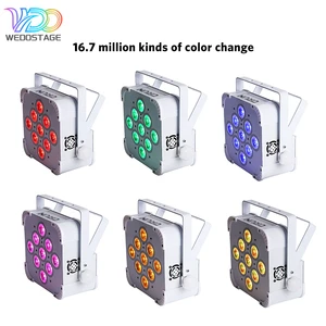 WEDOSTAGE CE Battery Powered 6-in-1 RGBAW+UV LED Par Light 13200MAH Rechargeable IP33 25/40 Beam Angle Flat Uplights Remote