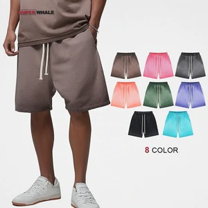 Acid Washed Streetwear Shorts Men 100% Cotton Loose Fit Solid Color Heavyweight Custom Logo Casual Shorts For Man