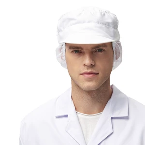 Custom Size White Blue Polyester Cotton Other Security Products Hat Cap for Food Factory with Earflaps Hanyang Clean Brand