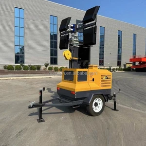 400W*4 LED Light Tower Generator with Hand Cranked Lifting Mast 7M Hand Push Movement Lighting Lighthouse Diesel Fuel