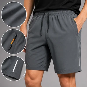 Men's Trendy Summer Sports Shorts Comfortable Elastic Waist Quick-Dry Breathable Canvas Casual Inspired Ice Silk Beach Look