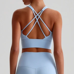 Yoga Bra Gym Fitness Cross Back Sports Bra Women Gather Shape Yoga Vest Naked Running Custom Series