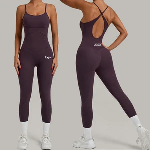 Custom Logo Gym Wear Jumpsuit Women's Sports Sports Bodysuit&jumpsuits One Piece Yoga Jumpsuit Sexy Women Sports Fitness