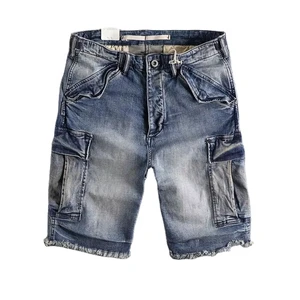 New Sale Trend Men High Quality Denim Shorts Sizes Men Elastic Waist Denim Cheap Price Men Denim Short New Arrival Wholesale