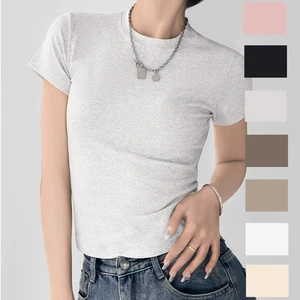 Custom Basics Baby Tees Women Cotton Spandex Slim Fit Tee T-Shirt Girl Short Sleeve Cropped Women T Shirt Y2k