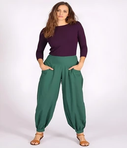 Ladies Soft Cotton Harem Pants 100% Cotton Ankle Cuffed Loose Fit Comfortable Lightweight Bottoms For Casual Travel & Daily Wear