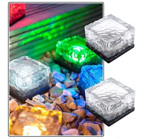 Outdoor Waterproof RGB White IP65 Glass LED Ice Paver Solar Powered Brick Light