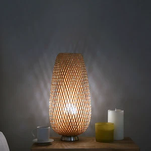 Handmade Eco-Friendly Bamboo Woven LED Lantern Table Lamp E26 Base AC Power Universal Voltage Multi-Color Temp Simple Asian