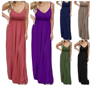 Stylish New Arrivals Women Plus Size Soft Solid Cotton Anti-Wrinkle Pencil Sleeveless Floor-Length Casual Breathable