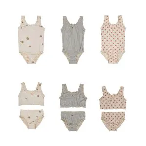 Custom Print Baby Girls Dot Flutter Sleeve Back Bow Summer Fresh Print Beach Wear Swimwear Bikini Swimsuits
