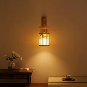 Luxury Handmade Bamboo Wood Wall Mounted Lamps Indoor Home Office Hotel Restaurant Decoration Warm Ambient Lighting