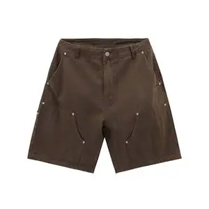 Customize Brown Vintage Oversized Shorts Streetwear Double Knee Baggy Denim Men Cargo Shorts