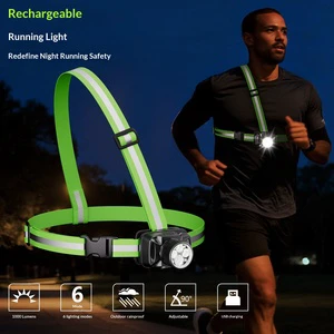LED Outdoor Running Lights, Safety Cycling & Exercise Harness Style Lighting for Night Running, Hiking, Camping & Climbing