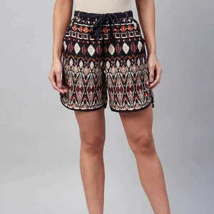 Breathable High Waist Plain Solid Color Women Shorts Polyester / Cotton Plus Size Running Shorts For Women