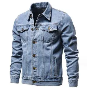 Men's Denim Jean Jacket Casual Outwear Fall Jacket Denim Button up Coat Slim Fit Jacket for Male