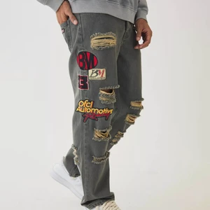 Custom Made Print Men's Denim Jeans High Quality Light Straight Plus Size Lightweight Casual Winter Logo Wholesale