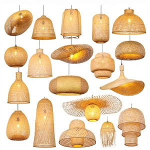 Modern Design Bamboo Wicker Hanging Lamp Handcrafted Rattan Indoor Light Wooden Chandeliers & Pendant Lights