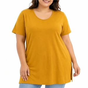 Custom Women's Plus Size Longline Cotton T-Shirt Soft Cotton Comfort Fit Everyday Style Casual Export Quality For Wear