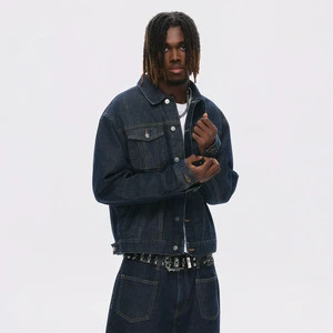 OEM Wholesale Fashion Casual Jeans Jacket for High Quality Blue Street Wear Hip Hop Windproof Custom logo Men Denim Jacket