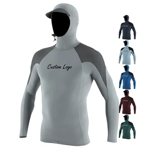 Wholesale Water Sports Hooded Rashguard Long Sleeve Rash Vest UPF 50+ Sun Protection Surf Swim Snorkeling Diving Rash Guard