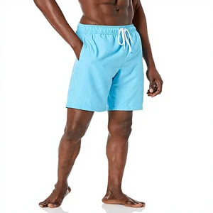 Men 9 Inch Swim Trunks Mesh Lining Quick Dry Pockets Drawstring Closure Beach Shorts OEM Bulk Wholesale