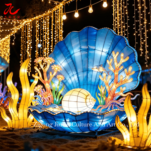 Giant Waterproof Seashell Conch LED Lantern Chinese Silk Festival Lantern For Ocean Theme Park Beach Christmas Event Decoration