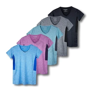High Quality Womens Gym Workout Tops Solid Pattern Short Sleeve Yoga Tees Breathable Stretch Eco-Friendly Plus Size Tank Tops