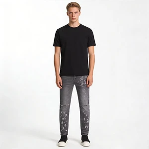 Hot Selling High Quality Men's Casual Street Fashion Jeans Mid Rise Light Wash Denim Autumn Winter Summer Unique Prints