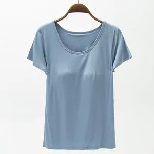 Plus Size Modal Summer Women's T-shirts Women Blank Custom logo Padded Shirt Women Casual Oversize Sleeping Tshirts Pajama