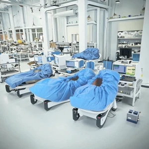 Disposable Blue Anti-Dust Anti-Slip Tear-Resistant Safety Shoe Covers Pull-On Non-Woven PE CPE Material 25-40gsm Thickness One