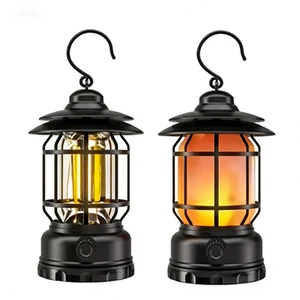 Outdoor Retro Camping Crystal Battery Powered LED Lantern for Camping Tour Home Decoration Events