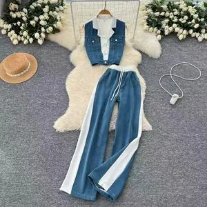 New Arrival Women's Denim Jacket Pant Set Casual Washed Regular Fit Eco-Friendly Summer Streetwear Custom Design Wholesale