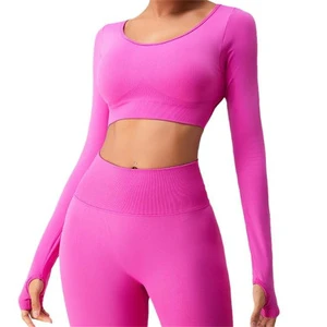 Sports Bra High Waist Gym Leggings Suit Long Sleeve Top Workout Wear Sportswear Women Fitness Yoga Set yoga sets for women