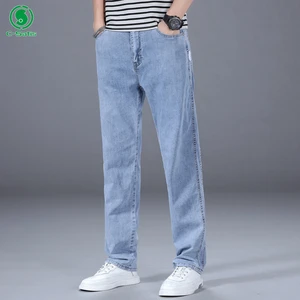 Men's Relaxed Fit Jeans Stretchy Straight Leg Style Plus Size Minimalist Details Ideal for Autumn Casual Wear