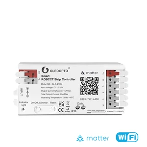 2026 Gledopto GL-C-218M Matter WiFi RGBCCT LED Controller DC12-24V 20A Max 5 Channel Smart Light Strip Dimmer