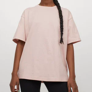 100% Cotton Pink Jersey Oversized T-Shirt for Plus Size Women