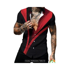Men's Fashion Spring Summer Casual Shirt Printed Short Sleeve Tops Breathable Street Clothing